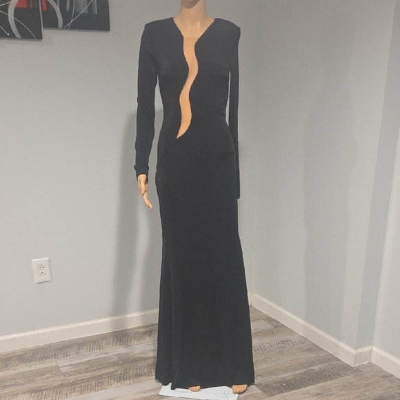 Fashion Nova Black Long Sleeve Cutout Dress